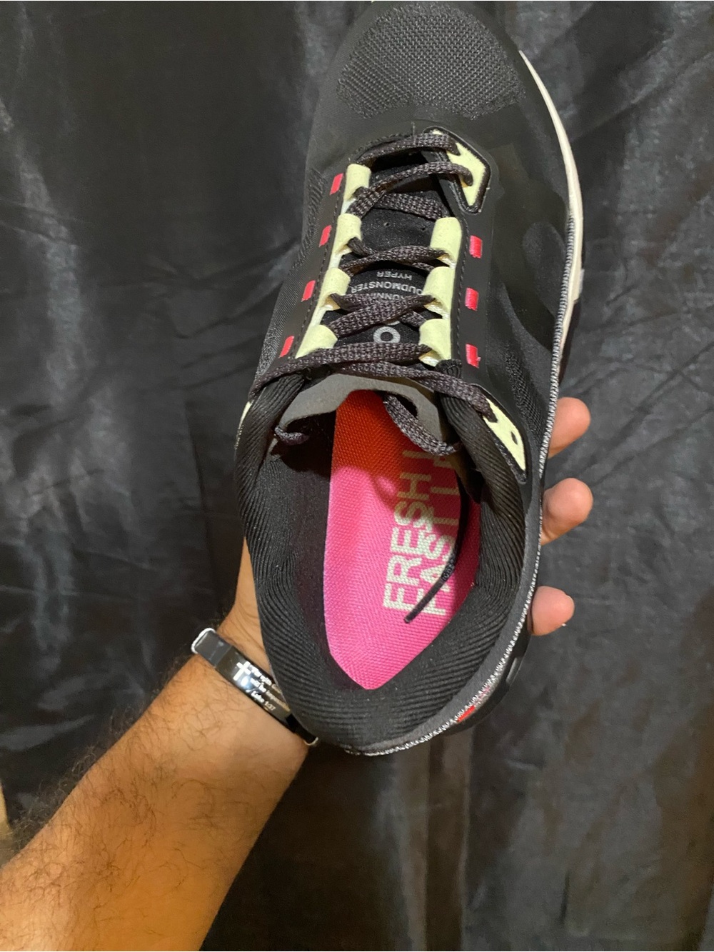 Oncloud monster hyper Women's Black Running Shoe with red Accents - Picture 5 of 7